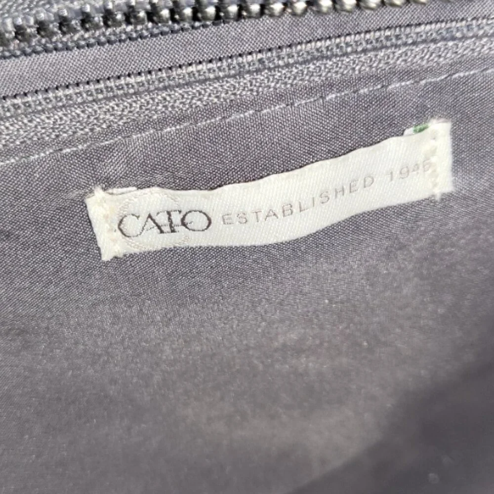 Cato Herringbone Satchel Handbag Purse with Tassel Preppy Neutral